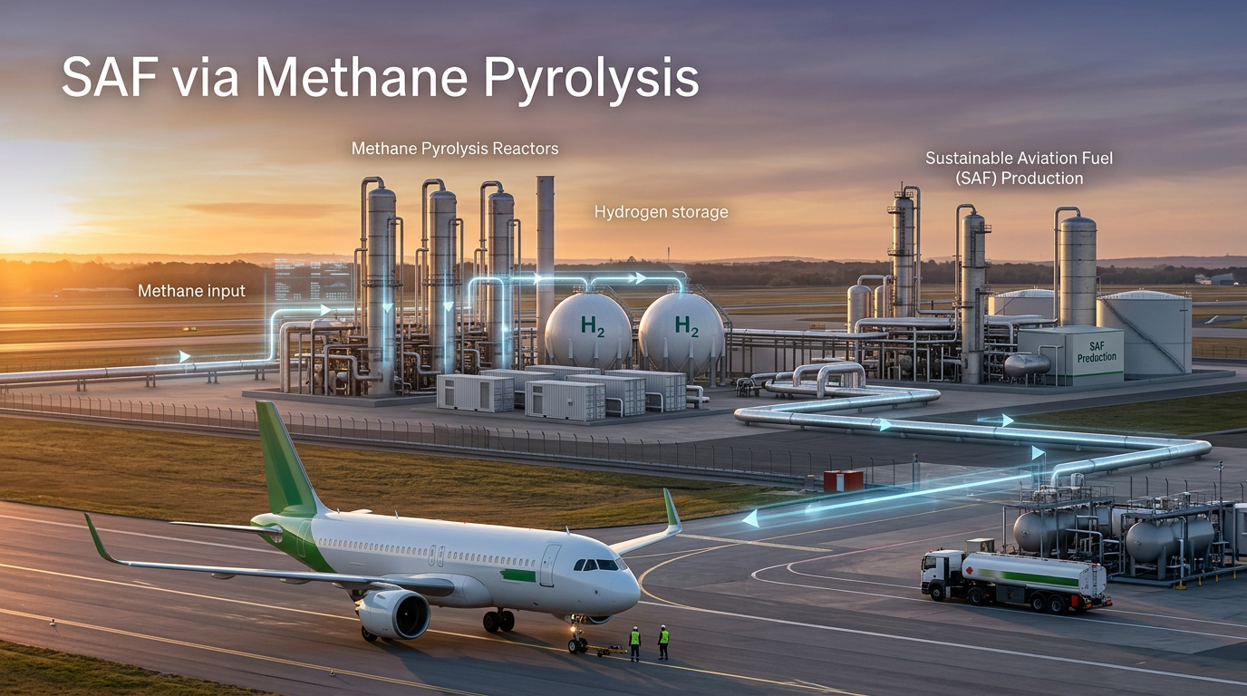 Ultra realistic energy and aviation industry scene showing sustainable aviation fuel 288611